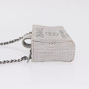 CHANEL Deauville Line Chain Shoulder Bag Canvas Gray Silver CC Auth bs37875A-6