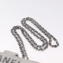 CHANEL Deauville Line Chain Shoulder Bag Canvas Gray Silver CC Auth bs37875A-9
