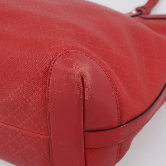 GUCCI Diamante Tote Bag PVC Leather Red Gold Tone 247209 Auth bs37876