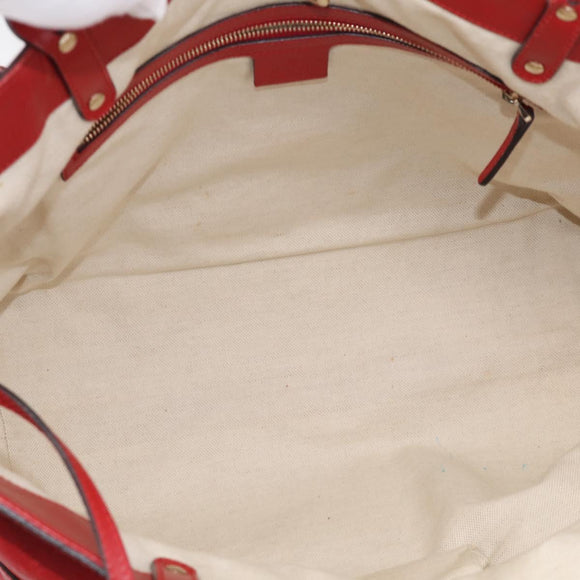 GUCCI Diamante Tote Bag PVC Leather Red Gold Tone 247209 Auth bs37876