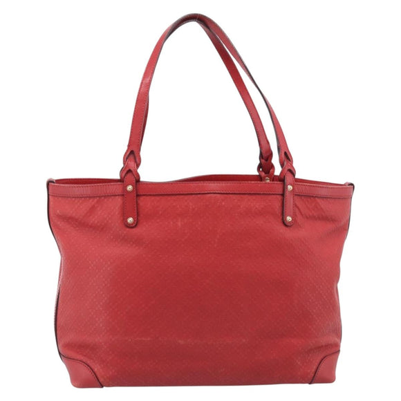 GUCCI Diamante Tote Bag PVC Leather Red Gold Tone 247209 Auth bs37876
