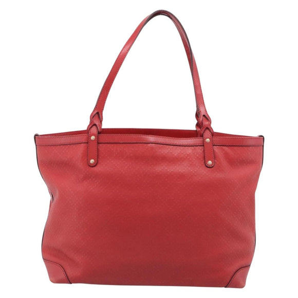 GUCCI Diamante Tote Bag PVC Leather Red Gold Tone 247209 Auth bs37876