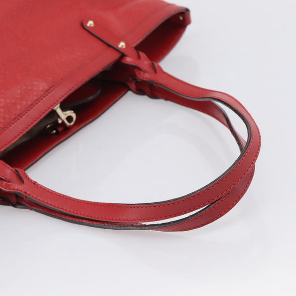 GUCCI Diamante Tote Bag PVC Leather Red Gold Tone 247209 Auth bs37876