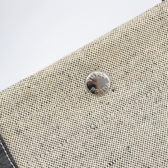 PRADA Tote Bag Canvas Gray Silver Auth bs37877