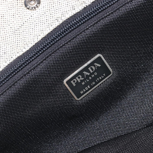 PRADA Tote Bag Canvas Gray Silver Auth bs37877