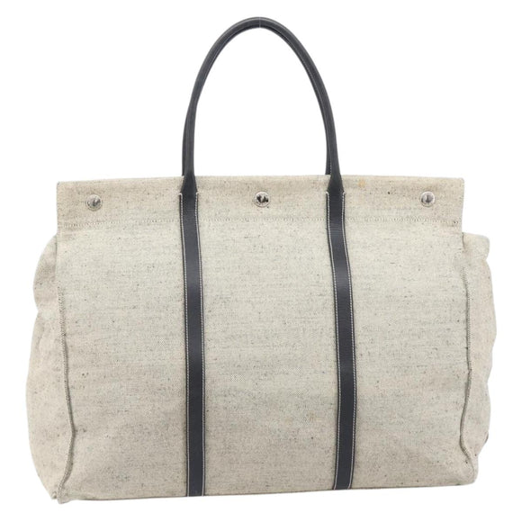 PRADA Tote Bag Canvas Gray Silver Auth bs37877