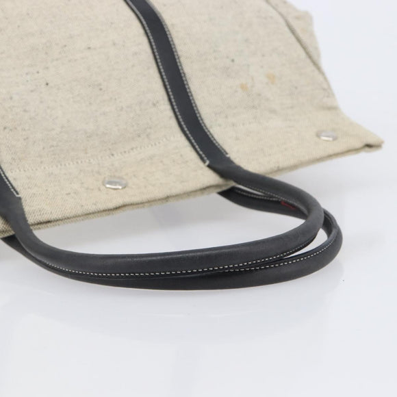 PRADA Tote Bag Canvas Gray Silver Auth bs37877