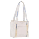 CHANEL Chanel Sports Shoulder Bag Polyester White Silver CC Auth bs37878-1