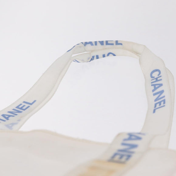 CHANEL Chanel Sports Shoulder Bag Polyester White Silver CC Auth bs37878