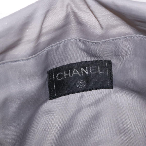 CHANEL Chanel Sports Shoulder Bag Polyester White Silver CC Auth bs37878