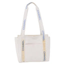 CHANEL Chanel Sports Shoulder Bag Polyester White Silver CC Auth bs37878-2