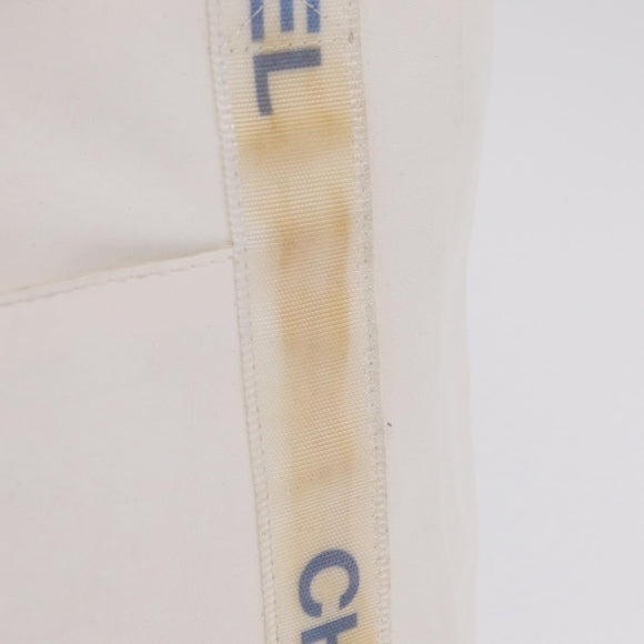 CHANEL Chanel Sports Shoulder Bag Polyester White Silver CC Auth bs37878