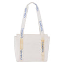 CHANEL Chanel Sports Shoulder Bag Polyester White Silver CC Auth bs37878-4