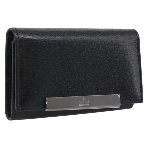 GUCCI Key Case Leather Black Silver 033 0959 Auth bs37882