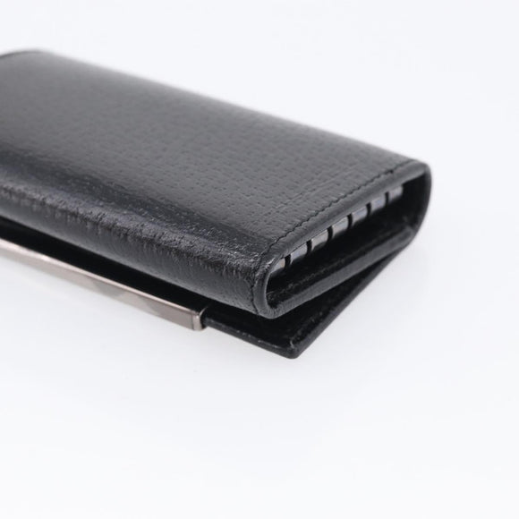 GUCCI Key Case Leather Black Silver 033 0959 Auth bs37882
