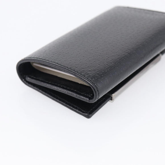 GUCCI Key Case Leather Black Silver 033 0959 Auth bs37882