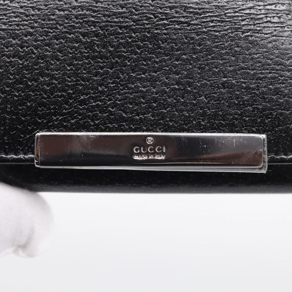 GUCCI Key Case Leather Black Silver 033 0959 Auth bs37882