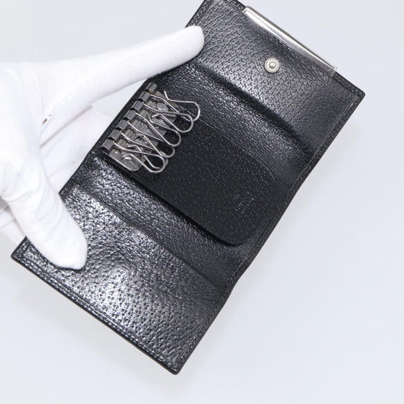 GUCCI Key Case Leather Black Silver 033 0959 Auth bs37882