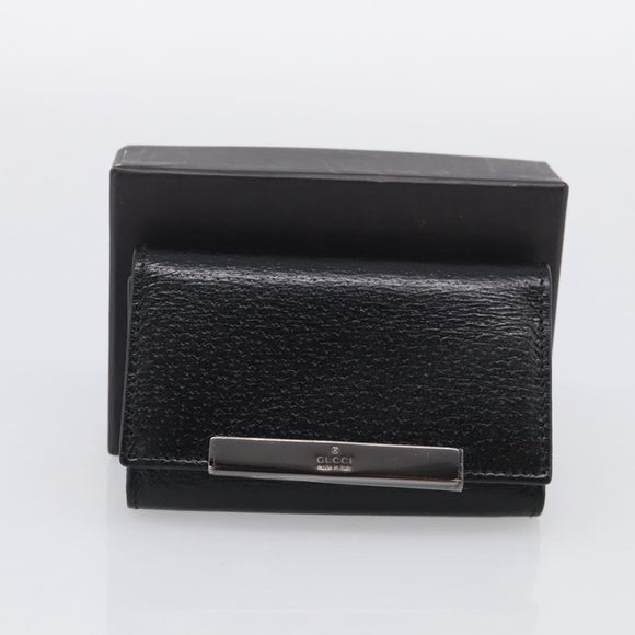 GUCCI Key Case Leather Black Silver 033 0959 Auth bs37882
