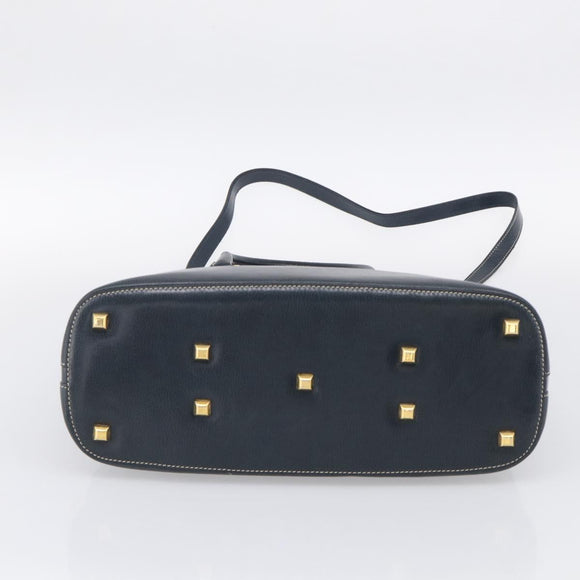 Salvatore Ferragamo Hand Bag Leather 2way Navy Gold Tone Auth bs37883