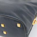 Salvatore Ferragamo Hand Bag Leather 2way Navy Gold Tone Auth bs37883-14
