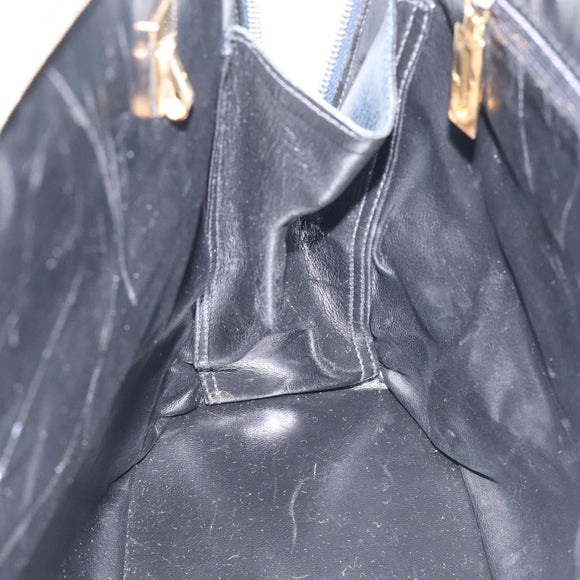 Salvatore Ferragamo Hand Bag Leather 2way Navy Gold Tone Auth bs37883