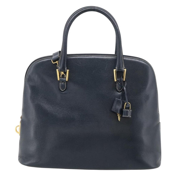 Salvatore Ferragamo Hand Bag Leather 2way Navy Gold Tone Auth bs37883