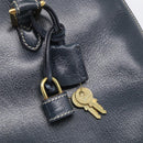 Salvatore Ferragamo Hand Bag Leather 2way Navy Gold Tone Auth bs37883-23