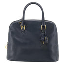 Salvatore Ferragamo Hand Bag Leather 2way Navy Gold Tone Auth bs37883-13