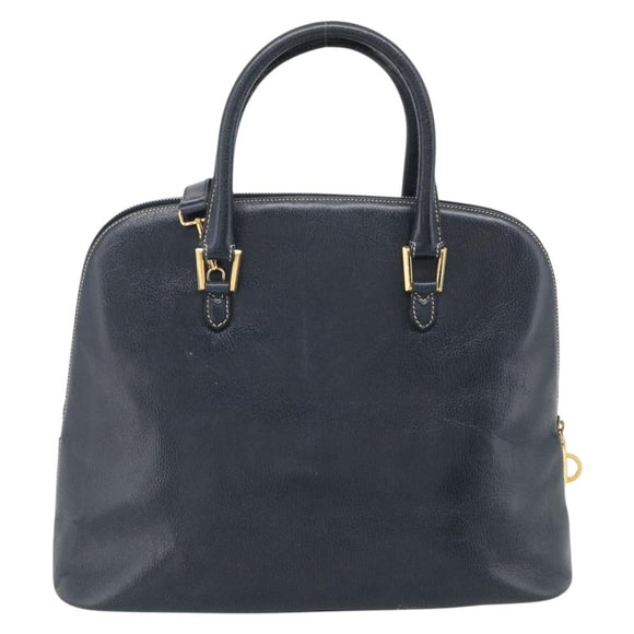 Salvatore Ferragamo Hand Bag Leather 2way Navy Gold Tone Auth bs37883