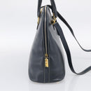 Salvatore Ferragamo Hand Bag Leather 2way Navy Gold Tone Auth bs37883-4
