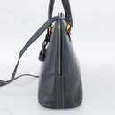 Salvatore Ferragamo Hand Bag Leather 2way Navy Gold Tone Auth bs37883-5
