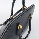 Salvatore Ferragamo Hand Bag Leather 2way Navy Gold Tone Auth bs37883-6