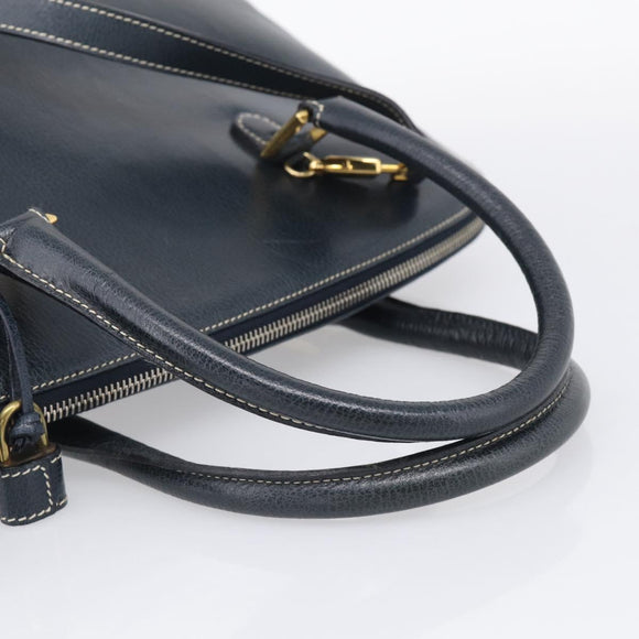 Salvatore Ferragamo Hand Bag Leather 2way Navy Gold Tone Auth bs37883