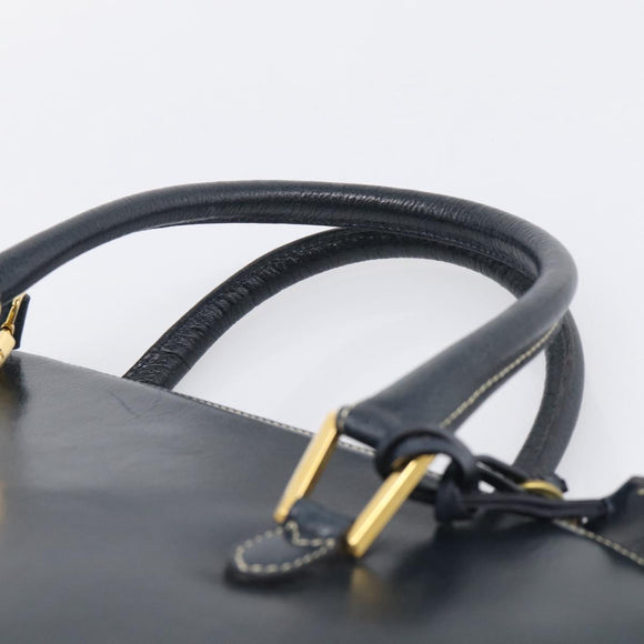 Salvatore Ferragamo Hand Bag Leather 2way Navy Gold Tone Auth bs37883