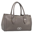 Salvatore Ferragamo Gancini Hand Bag Leather Silver Auth bs37886-1