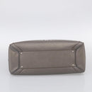 Salvatore Ferragamo Gancini Hand Bag Leather Silver Auth bs37886-10