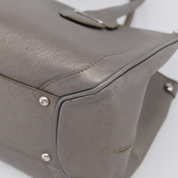 Salvatore Ferragamo Gancini Hand Bag Leather Silver Auth bs37886