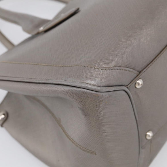 Salvatore Ferragamo Gancini Hand Bag Leather Silver Auth bs37886