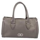 Salvatore Ferragamo Gancini Hand Bag Leather Silver Auth bs37886-2