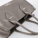 Salvatore Ferragamo Gancini Hand Bag Leather Silver Auth bs37886-6