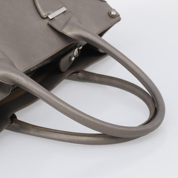 Salvatore Ferragamo Gancini Hand Bag Leather Silver Auth bs37886