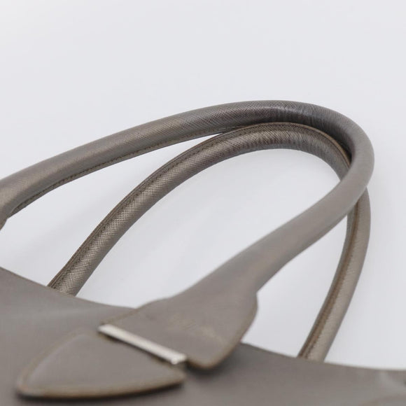 Salvatore Ferragamo Gancini Hand Bag Leather Silver Auth bs37886