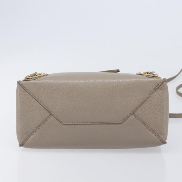 Balenciaga Paper Mini Hand Bag Leather 2way Beige Gold Tone 387477 Auth bs37887