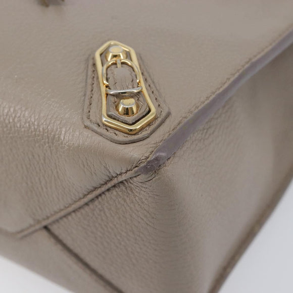 Balenciaga Paper Mini Hand Bag Leather 2way Beige Gold Tone 387477 Auth bs37887