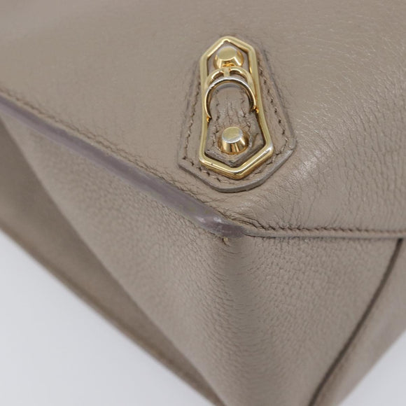 Balenciaga Paper Mini Hand Bag Leather 2way Beige Gold Tone 387477 Auth bs37887