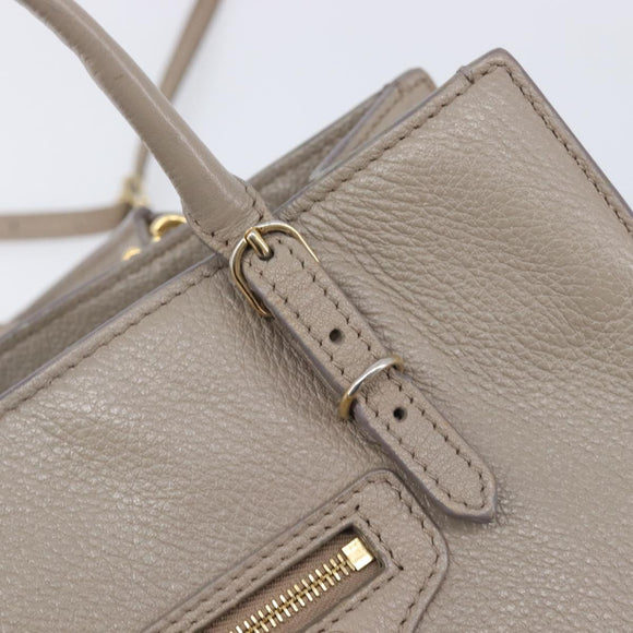 Balenciaga Paper Mini Hand Bag Leather 2way Beige Gold Tone 387477 Auth bs37887