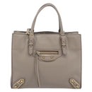 Balenciaga Paper Mini Hand Bag Leather 2way Beige Gold Tone 387477 Auth bs37887-2