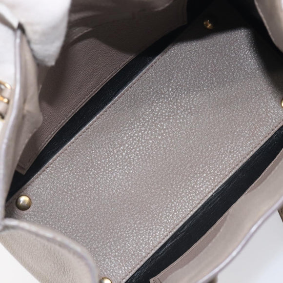 Balenciaga Paper Mini Hand Bag Leather 2way Beige Gold Tone 387477 Auth bs37887