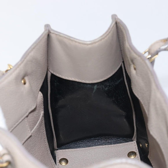Balenciaga Paper Mini Hand Bag Leather 2way Beige Gold Tone 387477 Auth bs37887